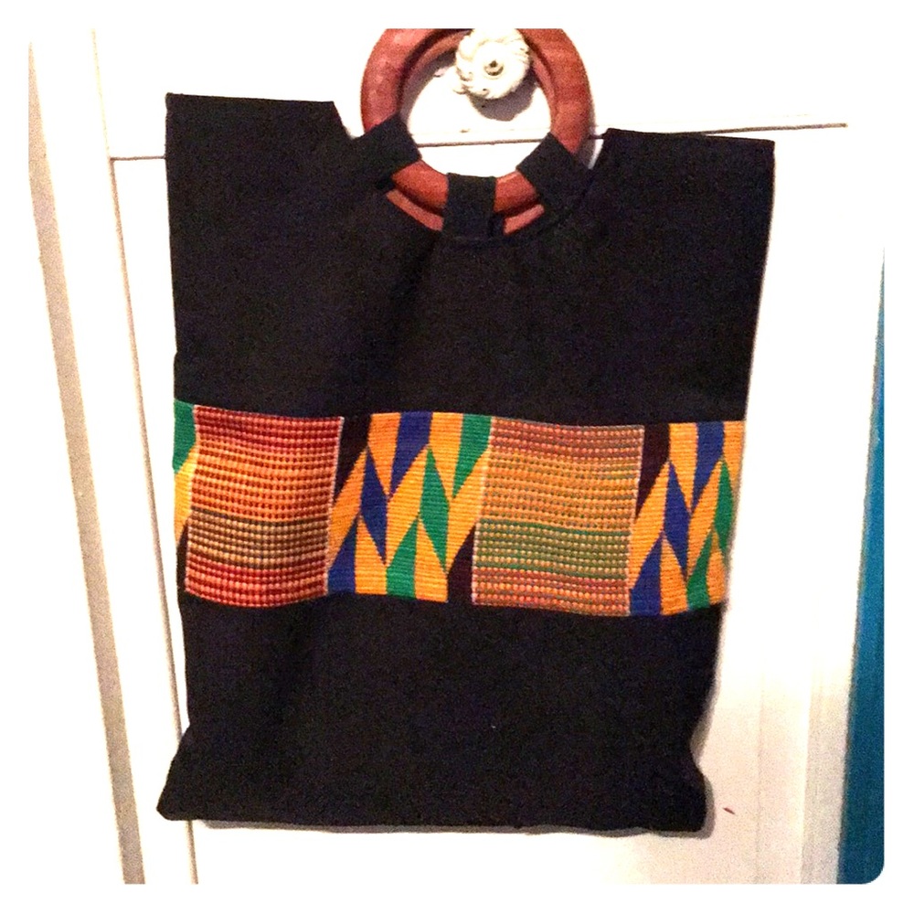 Kente cloth inspired handbag